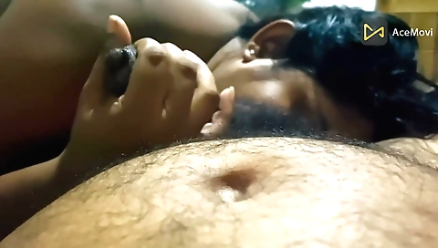 Hot brunette handjob video with a nice pair of tits