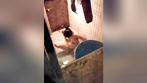 Indian solo girl masturbating in her home bathroom