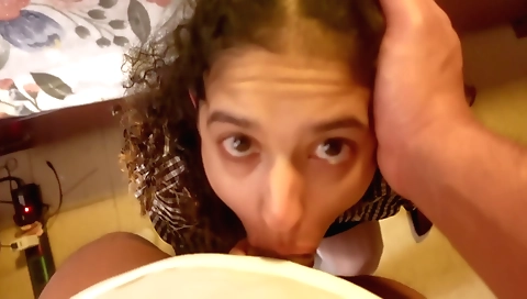 Hot brunette with a nice body is caught in stockings