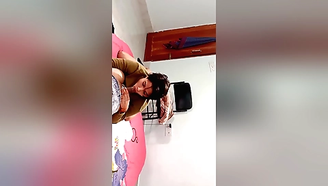 Indian brunette with big boobs fucks on web camera