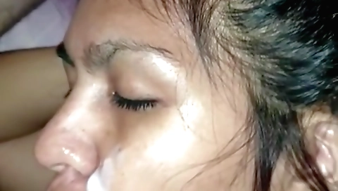 Brunette babe sucking a huge cock for a deepthroat