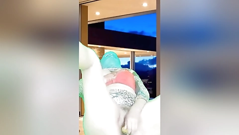 Indian babe gives a blowjob to her big-assed husband's toy