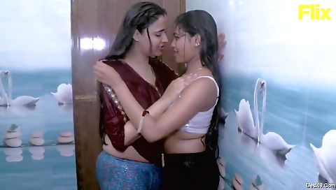 Gay lesbian threesome with a hot brunette and a small blonde