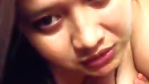 Brunette wife sucks and fucks his big cock in webcam video