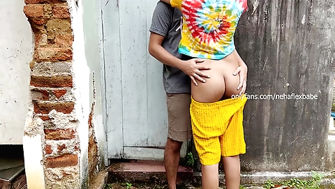 Indian girl rides a cock outdoors in the best outdoor style