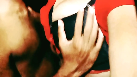 Busty brunette babe with big tits shows off her body