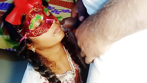 A brunette girl is fucking with her stepdad on the bed