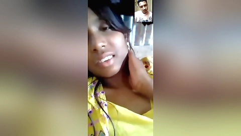 A hot amateur brunette showing her juicy boobs and fingering