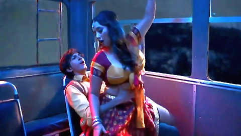 Horny brunette bhabhi with round ass fucks on the bed