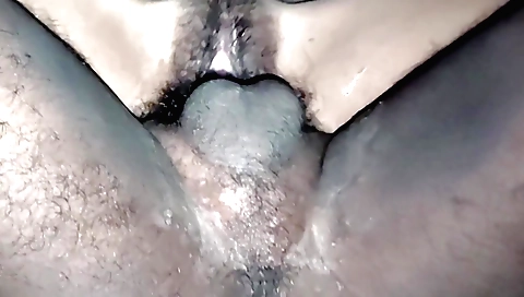 Indian hairy girl with a big booty in the middle of action