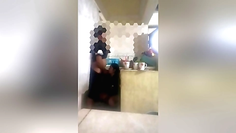 Slutty amateur brunette gets a hard boner in the kitchen