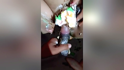 Indian girl is giving a birthday party to her hubby