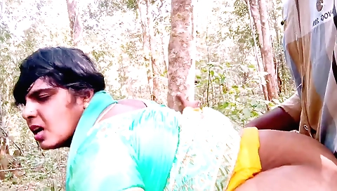 Big tits milf fucks husband in outdoor forest with his dick