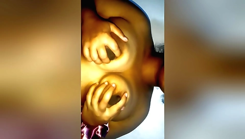 Desi asian girl shows off her big tits and hairy pussy