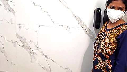 Brunette girl masturbates and fucked in the bathroom