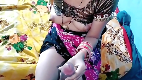 Indian girl in a dress gets a blowjob from her stepdad