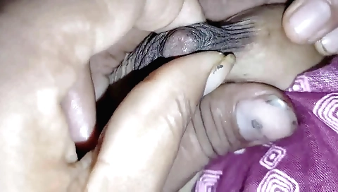 Indian brunette gets her pussy fingered with a hot male