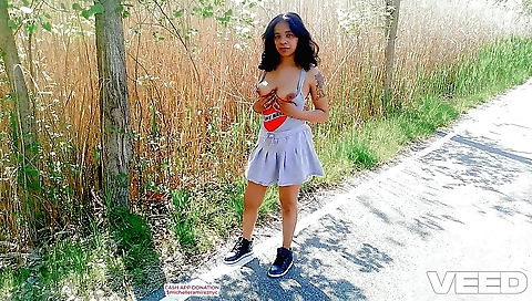 Indian amateur milf fucks outdoors and rides a bike