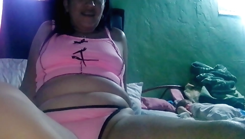 Indian milf plays with her boyfriend while he's in the room