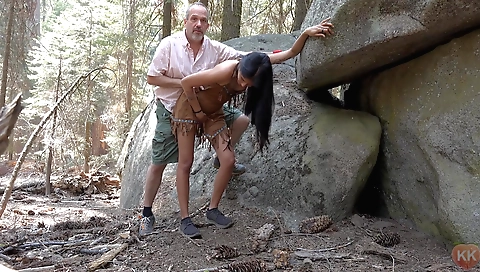 Indian girl gets her big dick pounded on the porch