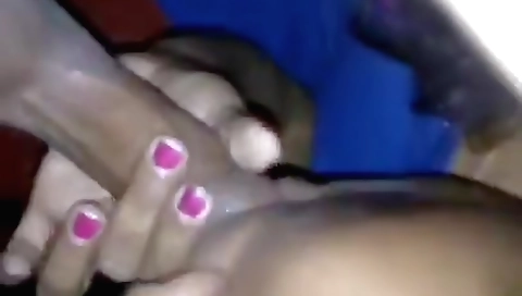 Indian stepmom with long hair milking her stepdads dick