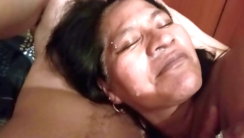 Mature indian mother has a facial with her husband