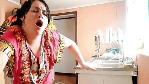 Indian granny copulates with stepson after cooking