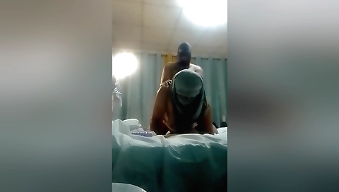 Mature brunette fucks her teen lover in doggy style